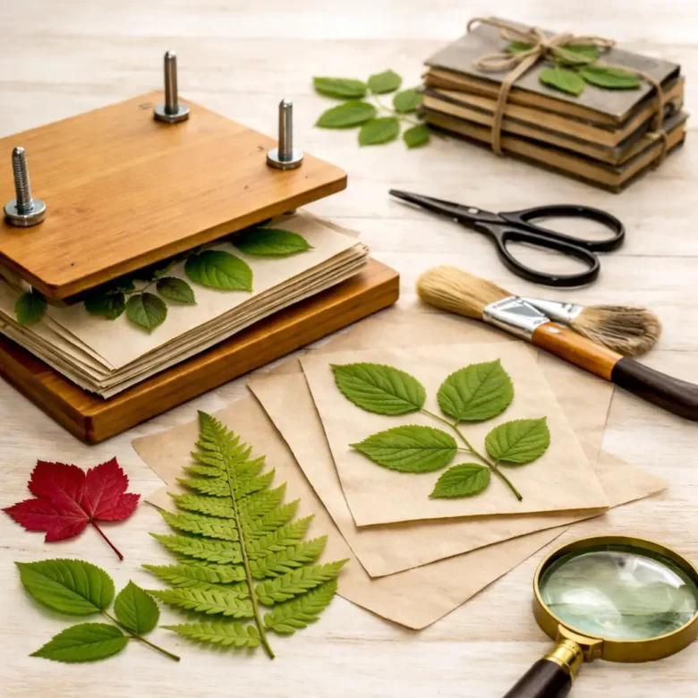 erros ao prensar folhas durante o processo de prensagem botânica