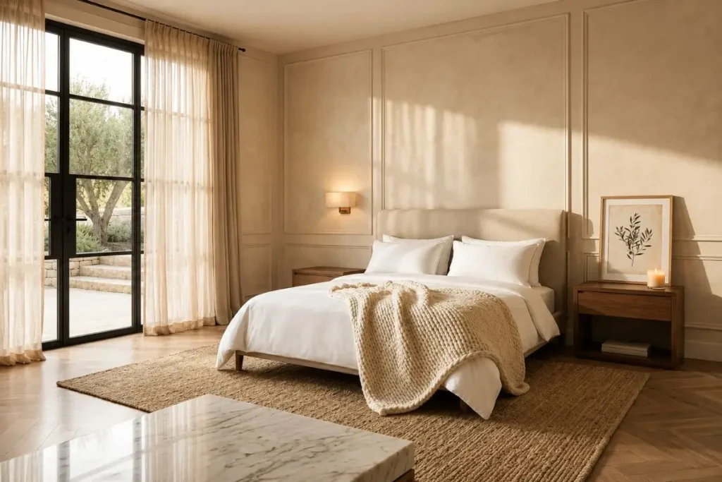 Minimalist luxury interior with intentional decor styling, soft neutral textures, and elegant uncluttered design.